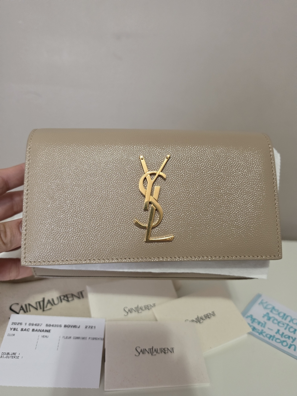 Saint Laurent Beige Kate Belt Bag